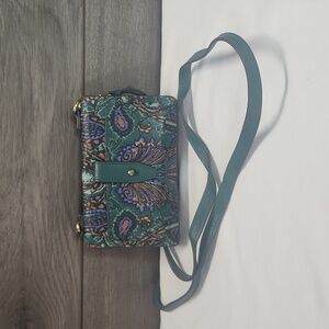Emma and Sophia Floral Leather Wallet Crossbody Shoulder Bag